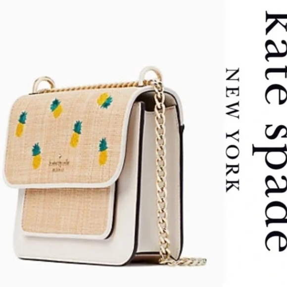 kate spade Handbags - Kate Spade Pineapple Embroidered Beige White Chic Feminine Summer Crossbody Bag